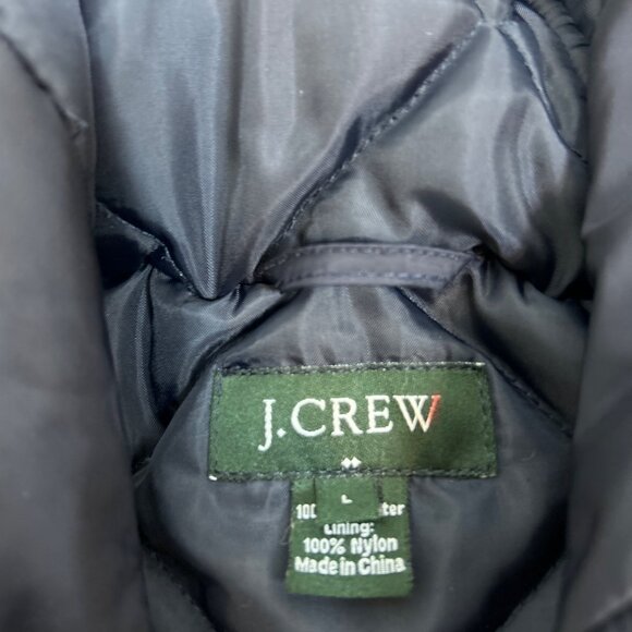 J. Crew Hooded Winter Coat Men's L Navy Blue Removeable Faux Fur Trim - Picture 8 of 14